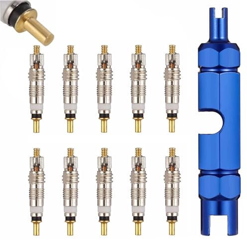 11 Stück Fahrradventil Adapter Französisches Ventil Sclaverandventil Ersatz für Presta Ventileinsatz Ventilkappen Fahrrad Ventil Adapter mit Ventileinsatzentfernungswerkzeug zur Fahrradreparatur