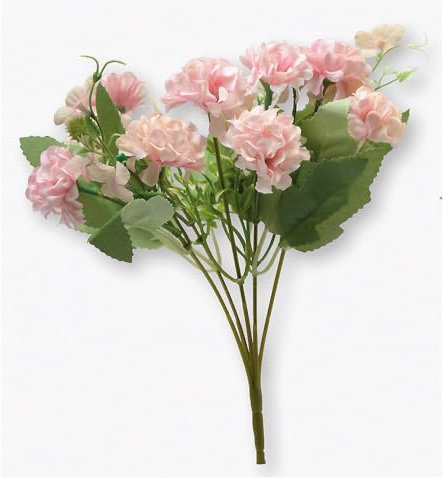 Generico Bush Bouquet Fiore Artificiale ORTENSIE Rosa Cipria 29 cm BOMBONIERA