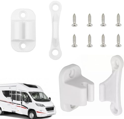 Norhogo 2-teiliges Türschloss für Wohnwagen und Wohnmobile, Türblock für Wohnmobile, Türriegel für Wohnwagen und Wohnmobile, Weißes Plastik Türschloss für Wohnwagen, 6 * 2cm