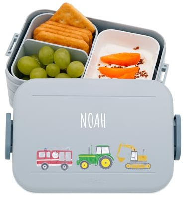 wunderwunsch MEPAL Brotdose Personalisiert Kinder, Vesperbox mit Namen | Stabile Jausenbox und Bento Brotzeitbox für den Kindergarten, Lunchbox Kita Krippe, Vesperdose Brotbox Fächern