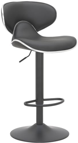 Lamboro Carcaso Single Kitchen Bar Stool, Matt Black Footrest, Height Adjustable Swivel Gas Lift, Breakfast Bar & Home Barstool, Black