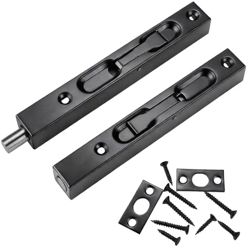 Prmape Lot de 2 loquets coulissants gris pour porte dissimulée en acier inoxydable 304 brossé pour portes françaises en bois