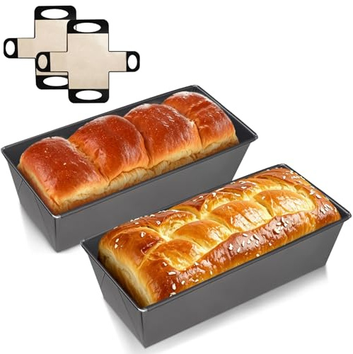 Exsink Lot 2 Moules À Pain 26x11.5x7.5CM Avec Tapis Silicone | Moule Rectangulaire Antiadhésif Acier Au Carbone Pour Pain De Mie, Gâteau Et Brioche, Réutilisable Facile Nettoyer Pour Four