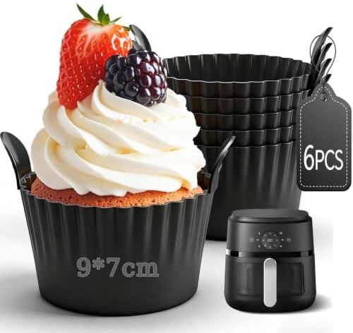 Set da 6 Stampi in Silicone per Uova | Per Frittatrice ad Aria (Airfryer) | Stampo per Uova sode, Cupcake e Mini Quiche | Antiadherente e Riutilizzabile | Adatto a Forno e Microonde