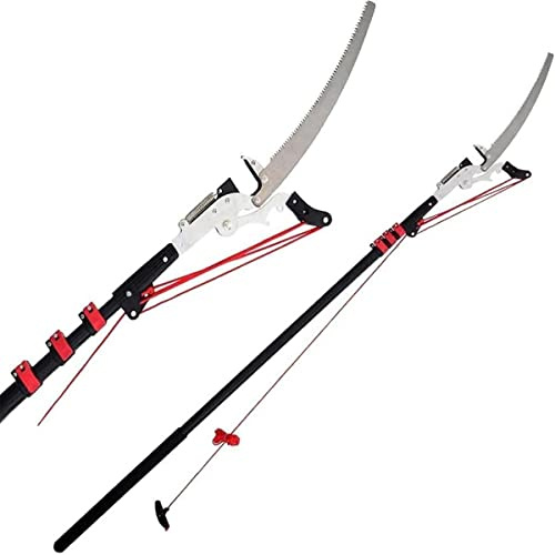 Garden Telescopic Extendable Ratchet Pulley Pole Pruner Hand Lopper Shears Long Reach Tall Tree Pruning Trimmer Extending Branch Cutter Tool,5.4m/18ft,Size_Name-3.6m/12ft