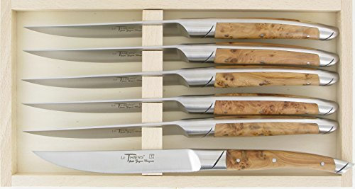 Le thiers 6873 Coffret 6 couteaux table par GOYON-CHAZEAU « Avantage » 23 cm, forgés à chaud, acier X46CR13, manche genévrier.