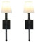 Yosoan Lighting 2 Sets of Vintage Loft Bar Modern Linen Lampshade Wall Light Fittings, Hotel Beside Bed Wall Lamp E27 Screw (Black)