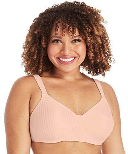 Playtex Women's Secrets Perfectly Smooth Wireless Coverage T-Shirt Bra for Full Figures, Opaque, Pink Pirouette, 36B