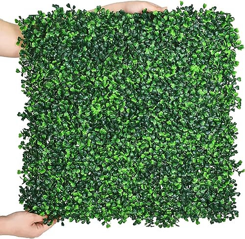 HWT Künstliche Buchsbaumhecke, Buchsbaumhecke, Wandbegrünung, Paneele für natürliche Dekoration, Gebäude im Innen- und Außenbereich (12 Stück, 20 x 20 Hecken)