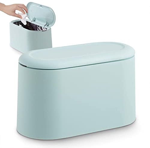 JEEZAO Office Desktop Paper Bin,Desk Trash Can with Lid, Mini Kids Table Waste Bin for Bedroom Bathroom,Storage Box for Pet Food
