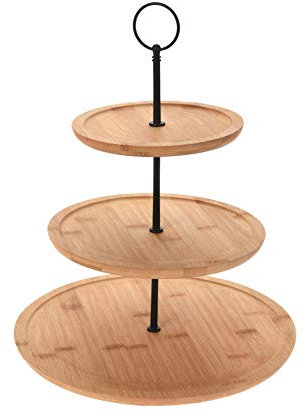 Spetebo Présentoir en bambou à 3 étages - 35 cm - Présentoir à 3 étages - Plateau de service en bambou
