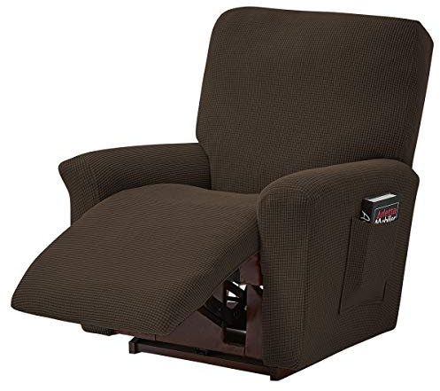 TOPCHANCES Ruhesessel Bezüge, Stretch Relaxsessel Bezug, Jacquard Sesselbezug, Sesselschoner für Fernsehsessel, Recliner Sesse(Braun)