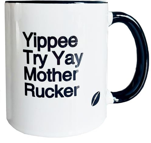Worry Less Design Funny Rugby Gifts - Gifts for Rugby Fans - Rugby Gifts for Him - 330ml Ceramic Mug - Yippee Try Yay