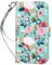 ULAK for iPhone 13 Case Wallet, Flip Case with Card Holder PU Leather + TPU Bumper Stand Cover Kickstand Full Protective Phone Case for iPhone 13 6.1 inch - Mint Flower