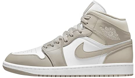 Nike Air Jordan 1 Mid Herren Schuhe, College Grey / Light Bone White, 42,5 EU