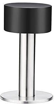 1PCS 80mm Door Stops, Self-Adhesive Door Stopper with Black Rubber & Stainless Steel Body, No Drill Doorstops and Sound Dampening Rubber Bumper
