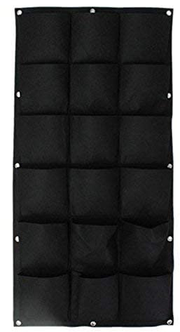 Sac à Plantes Mural en Feutre 18/36 Poches Jardiniere Exterieur Suspendue Poche De Plantation Vertical pour Balcon Jardin Mur Vegetal (Noir 18 Poches)