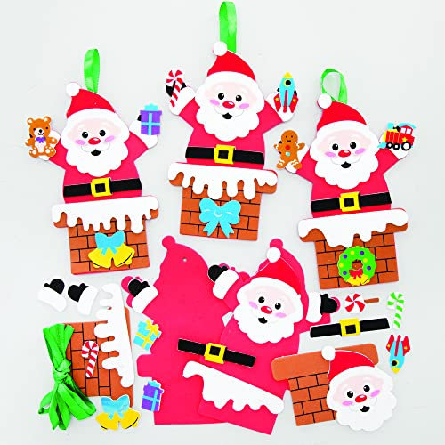 Baker Ross FE882 Weihnachtsmann Schornstein Dekoration Bastelset - 8 Stück, Weihnachten Dekoration Bastelsets Für Kinder, Kindergeburtstag Basteln, Weihnachtsbastelideen