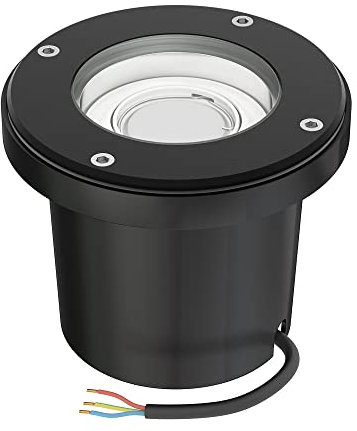 ledscom.de Bodeneinbauleuchte BOFU für außen, IP67, schwenkbar, schwarz, rund, 150mm Ø, inkl. GU10 LED 630lm warmweiß