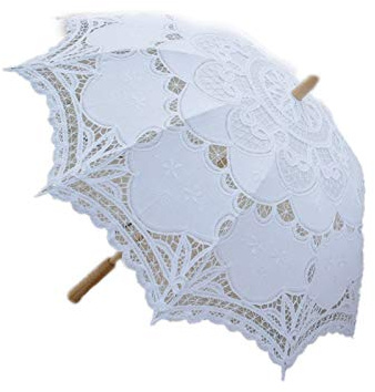 Dacvgog 80cm Victorian Lace Wedding Umbrella Bridal, white