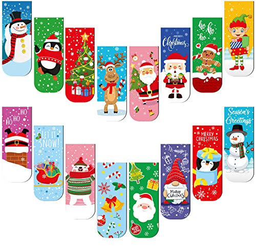 48 Stück Winter Magnetisches Lesezeichen Schneemann Magnetische Seitenmarker Rentier Niedliche Magnetische Seite Lesezeichen für Kinder Studenten Schule Zuhause Lesen Büro Urlaub Geschenk