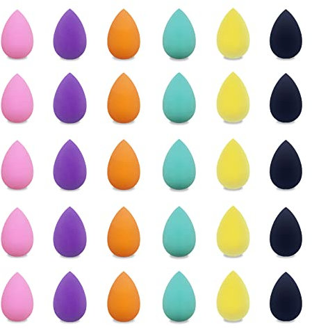 GFOUNS Mini éponge de maquillage en vrac pour le visage : 30 éponges de maquillage multicolores pour fond de teint, mélange (30 pièces)