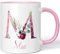 JUNIWORDS Tasse, Mia, Name Anfangsbuchstabe Initial Alphabet Floral Buchstabe M Monogramm Motiv, Rosa (5528097)