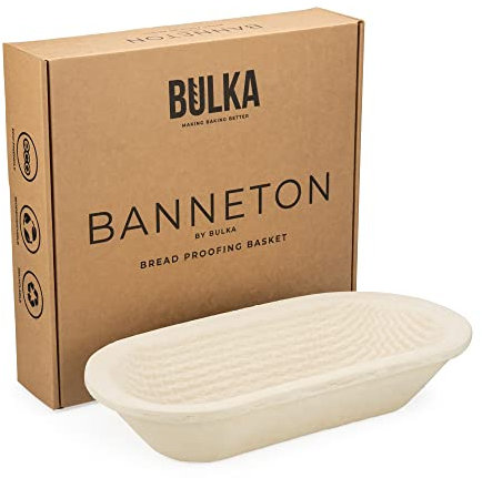 Bulka Large Oval 1kg Waffle Banneton Bread Proofing Basket Pressed Wood Pulp, Sourdough Proofing Basket – Non-Stick Brotform Sourdough Bread Baking Supplies, Made in Germany.