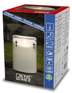 Konstsmide LED Gedenklicht/Grablicht, mit 8h Timer, 1 flackernde warm weiße Diode, batteriebetrieben, Außen (IP44), Batterie: 2x D 1.5V (exkl.) - 1868-170