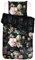 ESSENZA Bettwäsche Fleur Festive Blooming Black, 155x220 + 1x 80x80 cm - 100% Baumwollsatin 200TC - Blumen