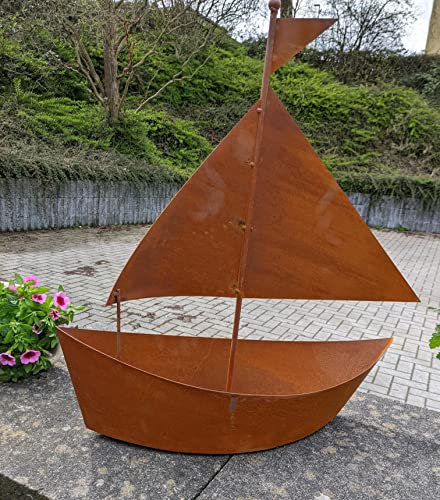 Generisch NEU !! Segelboot - Schiff aus Metall in Edelrost 51 cm breit Garten Dekoration Wasser Teich Angler Blumentopf Maritim