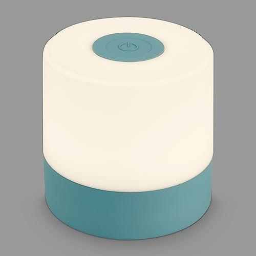 BRILONER – Mini LED Tischlampe Kabellos, Dimmbare Nachttischlampe Touch, Schreibtischlampe, Leselampe, Tischleuchte Outdoor, USB-C, Campinglampe, Warmweißes Licht, 7x7 cm, Nachtlicht baby, Blau