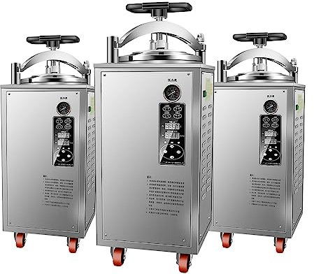 hzexun Kommerzieller 50L Autoclave Sterilisator stehende Dampfsterilisation für Glaswaren, Getreide und Kulturmedien durchführt Timer und automatischer Stopp für zahnärztliche medizinische Geräte