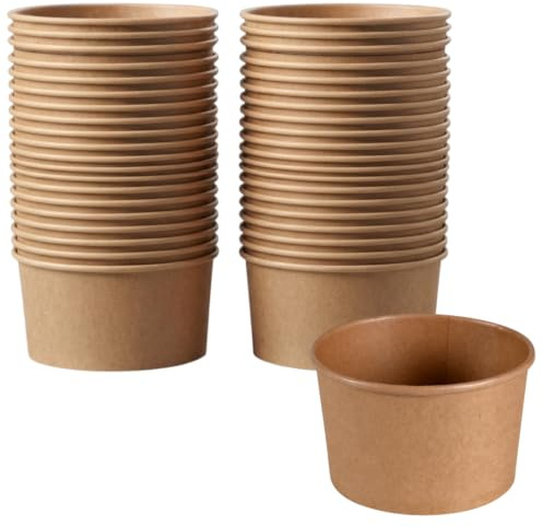 ABENA Disposable Kraft Bowls, 480ml, Pack of 50, Paperboard Food Container | Leakproof, Disposable Cardboard, Paperboard Takeaway Tubs, Salad & Soup Bowls, Street Food Catering, Parties & Barbecues