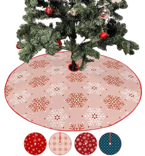 Chickwin Base Albero di Natale Gonna Albero di Natale, 2 Pezzi Peluche Tappeto Albero di Natale Rosso Decorazioni Albero di Natale, Natale Decorazioni (72cm,Neve Rosa)