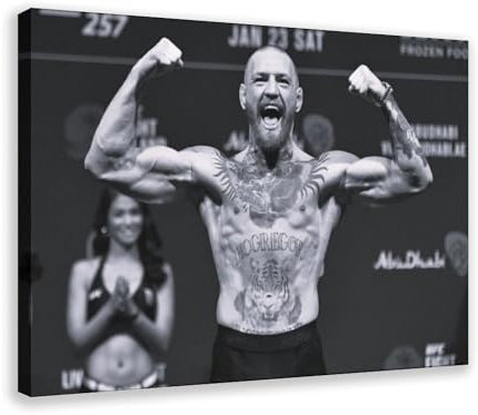 MAHWER Conor McGregor – Boxer-Poster, Leinwand-Poster, Wandkunst, Dekordruck, Bild, Gemälde für Wohnzimmer, Schlafzimmer, Dekoration, Rahmen-Stil, 60 x 90 cm
