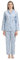 GLOBAL Set Pigiama da Donna 100% Cotone Manica Lunga Abbottonatura Pigiameria Femminile con Coulisse Set da Notte Morbido e Traspirante Pigiama da Donna,Blu, Gattino,L