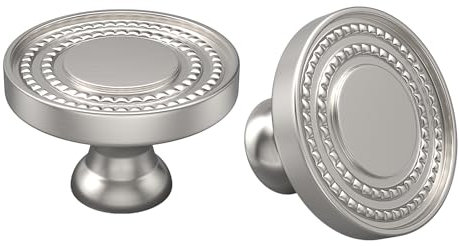 Lontan 10 Pack Cabinet Knobs - Silver Zinc Alloy Kitchen Drawer and Cupboard Door Knobs
