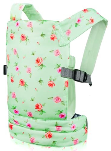 Aolso Babypuppentrage, Puppentrage Puppen Kinder Puppenwagen, Rückentrage mit verstellbaren Trägern für Babys, Puppezubehör für 14-18 Zoll Puppengurt, Tragepuppenzubehör für Kinder (Grün)
