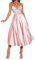 WSEYU Robe de demoiselle d'honneur A-Line avec col en V sans manches en satin Rose pâle Taille 42
