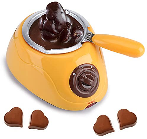 Crogiolo di Cioccolato, Pentola di Fusione di Caramelle e Cioccolato, Scalda Cioccolato Elettrico Scalda Cioccolato Fontana per Fonduta Kit di Crogiolo per Cioccolato al Latte, Formaggio(Giallo)