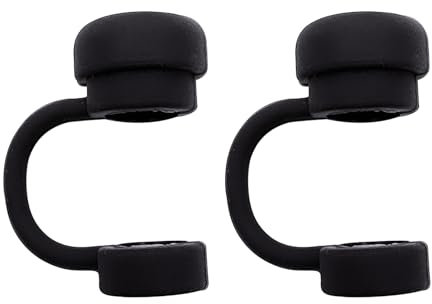 Wizoowip Protecteur de Paille de qualité Alimentaire, Couleur Unie, Couvercle en Silicone Bpa, réutilisable, Anti-poussière, sans déversement, Embout de gobelet de 10mm, 2 pièces Noir
