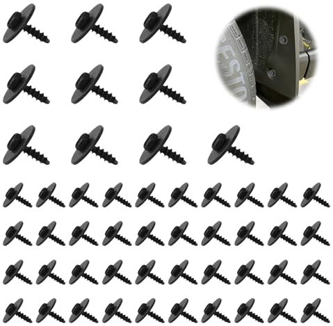 50 Pièces Vis Auto-taraudeuses, M5×18mm Vis Carrosserie Voiture, Vis à Tête Plate avec Rondelle, Noir Vis à Tôle, Vis à Tête Hexagonale Autoforeuse en Acier Carbone pour Voiture, Métal, Bois