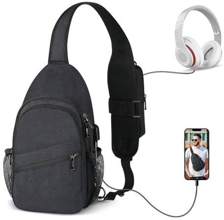 Brusttasche Schultertasche Sling Bag Mit RFID-Blockierung und Handyhalterung am Gurt für Herren und Frauen, Anti-Diebstahl Umhängetasche Tasche zum Wandern Radfahren Reisen oder Multipurpose Tagepacks