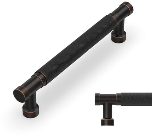 Amerdeco 10 Pack 5 Inch(128mm) Oil Rubbed Bronze Cabinet Pulls Knurled Kitchen Cabinet Handles, Cabinet Pulls Kitchen Cabinet Hardware for Cupboard Drawer Pulls AM028