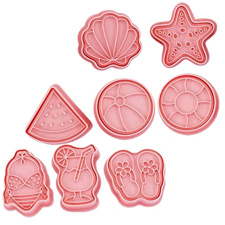 LABRIMP 8Piezas Molde de Galletas Hawaiiano de Silicona Cortadores de Galletas para Hornear y Decorar para Cookies Chocolates y Pasteles Verano