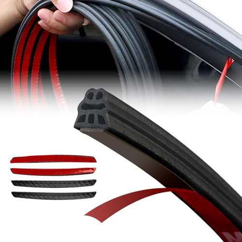 5M D-Shape Car Door Rubber Sealing Strip, 16Ft Self Adhesive Window Seal, Edge Guard, 4Pcs Protection Bumper, Weather Stripping for Storage Container
