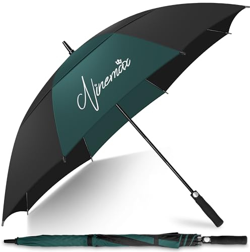 NINEMAX Golf Regenschirm Groß Sturmfest XL/XXL,Großer Regenschirm Sturmfest | Stabil Golfschirm Gross für Herren Damen 2 Personen,für Golfplatz Sportveranstaltungen,8 Glasfaserstreben