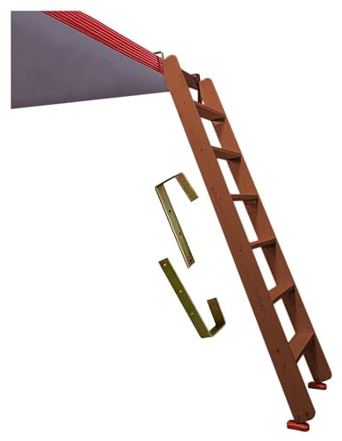 Etagenbettleiter aus Massivholz mit stabilen Stufen für Loft-Schlafzimmerbetten, 125 cm, Hellgrau, einfacher Zugang zu oberen Etagenbetten mit Pedalhaken