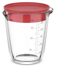 Mepal - Verre doseur en verre + couvercle Chef it - Graduation facile à lire - Passe au four et micro-ondes (sans couvercle) - Verre de haute qualité - Passe au lave-vaisselle - 500 ml - Coral